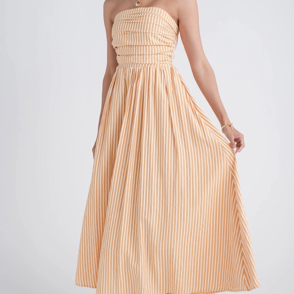 Honey Striped Strapless Maxi Dress